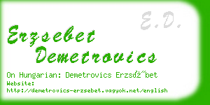 erzsebet demetrovics business card